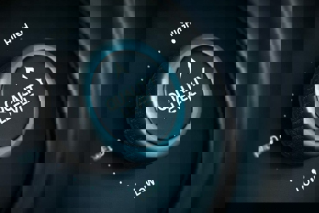 Image of a dial labeled "Quality Level", with settings for High, Med, and Low