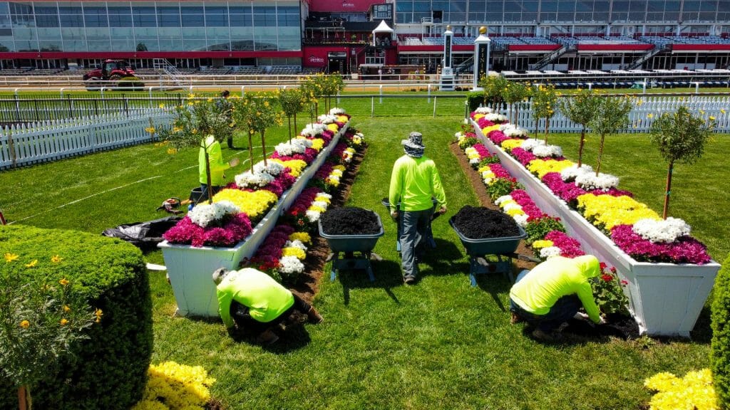 full-service landscape company OakLawn team members working 